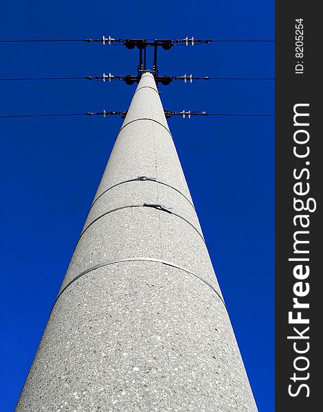 Pile of high tension with blue sky. Pile of high tension with blue sky