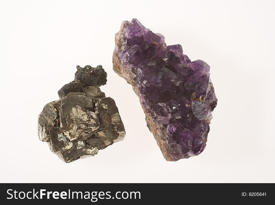 Two Stones - Pyrite And Amethyst