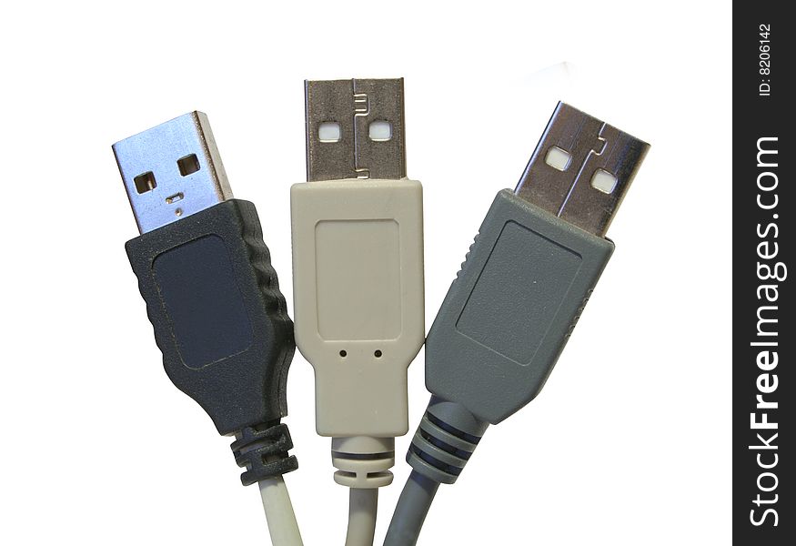 Three cables on white one