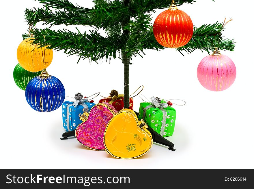 Holiday Tree With Decoration And Gifts