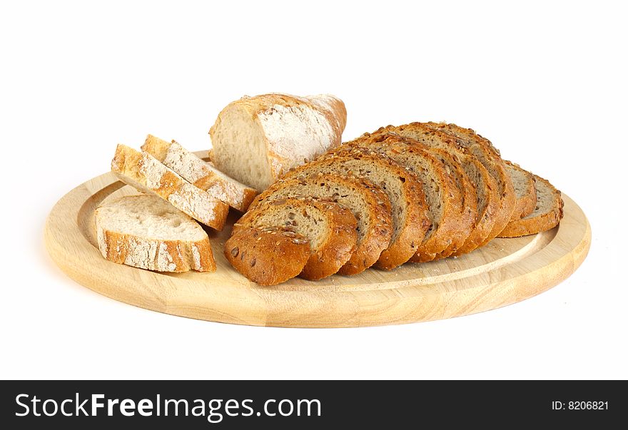 baguette & bread on  white background