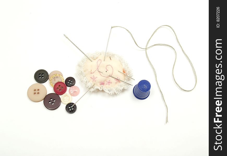 Needle And Thread Sewing Buttons