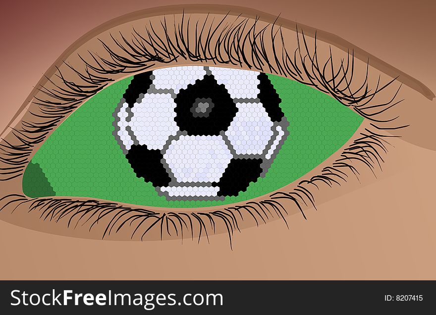 Illustration of an Eye with a Football. Illustration of an Eye with a Football
