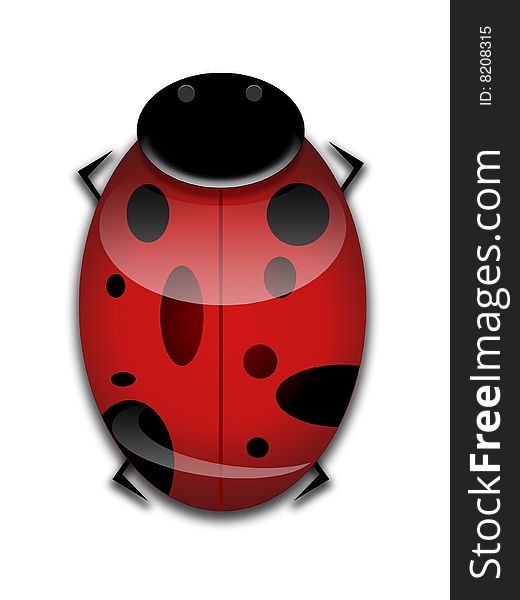 Ladybug graphic on white with clipping path