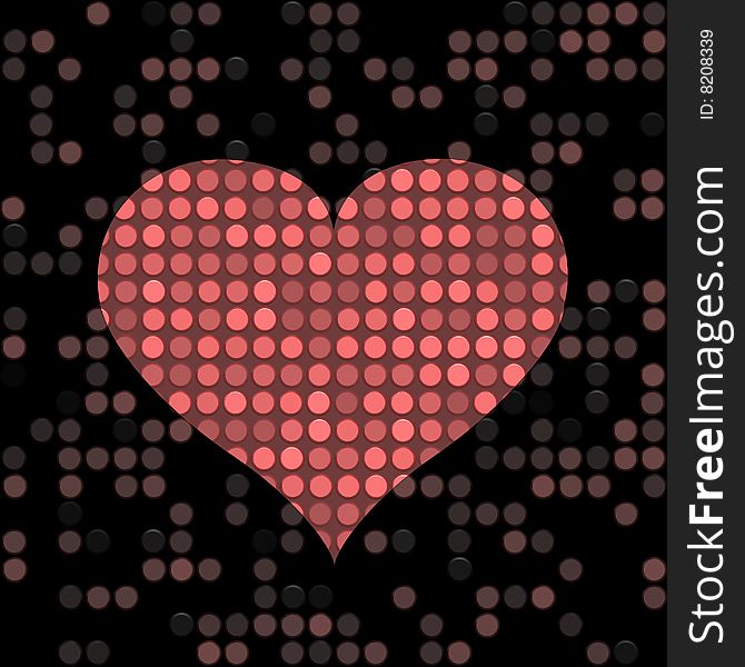 Speckled red heart shape on a dark background. Speckled red heart shape on a dark background