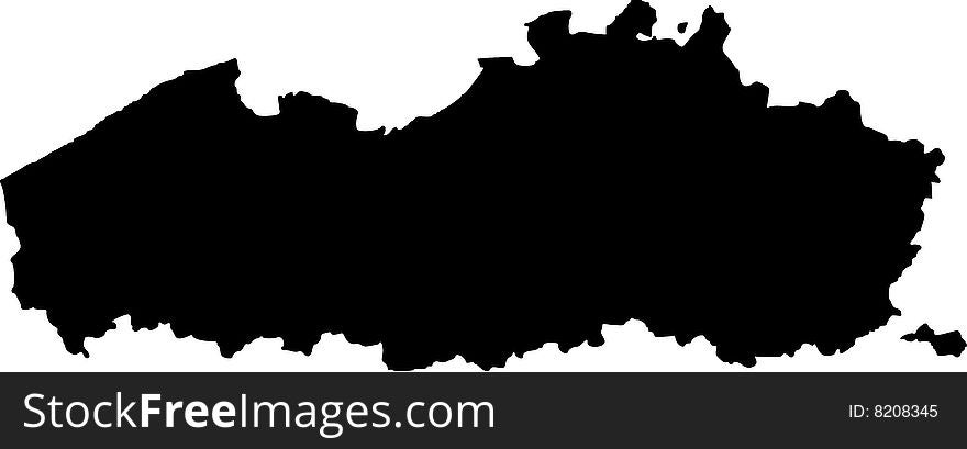 Black vector map of Flanders