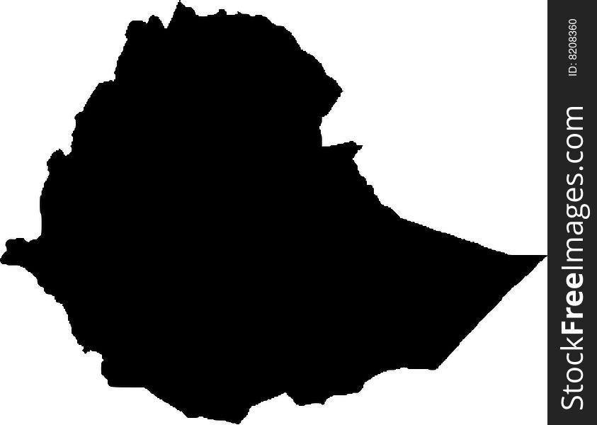 Black vector map of ethiopia