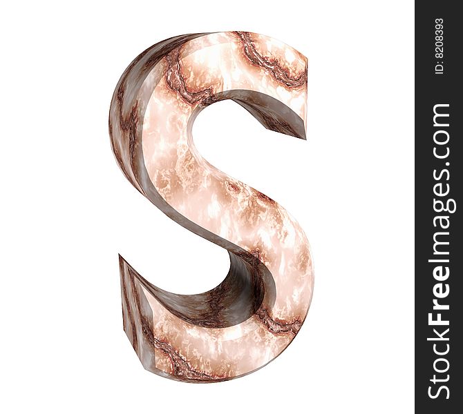 3d made letter S in marble. 3d made letter S in marble