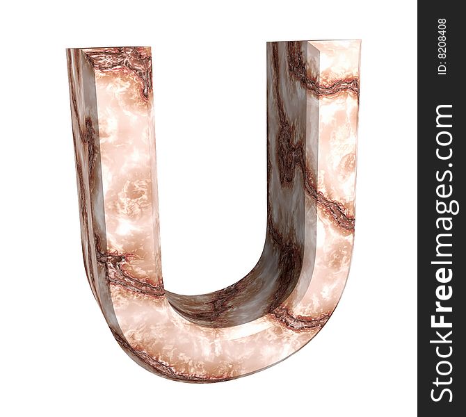 3d letter U in marble