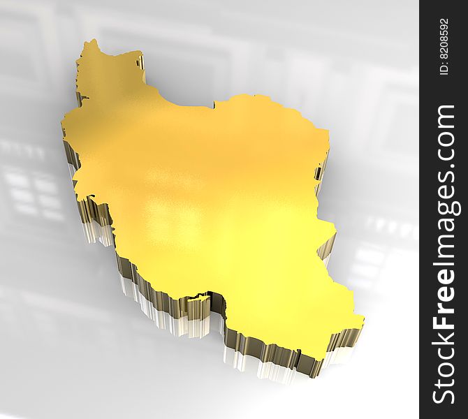 3d Golden Map Of Iran