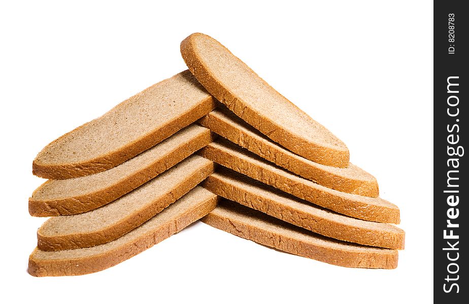 Cut bread isolated on white