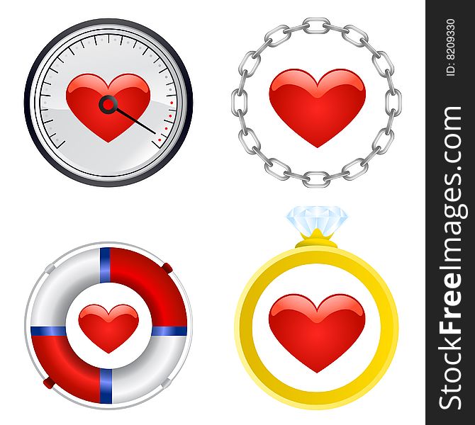 Four different heart symbol illustration. Four different heart symbol illustration