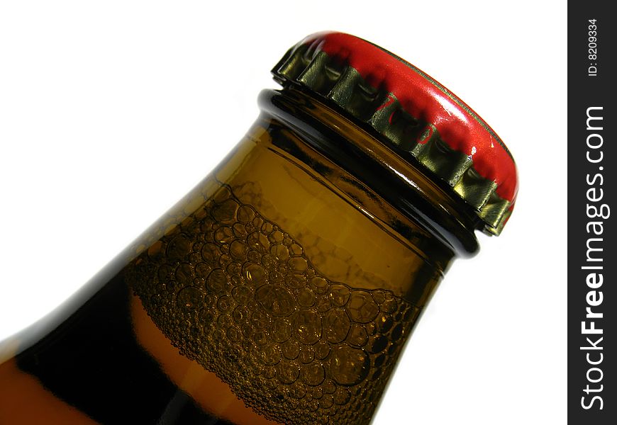 Detail of brown beer bottle
