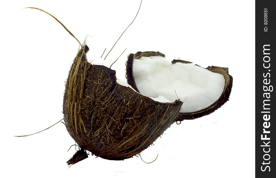 Broken coco isolated on a white background