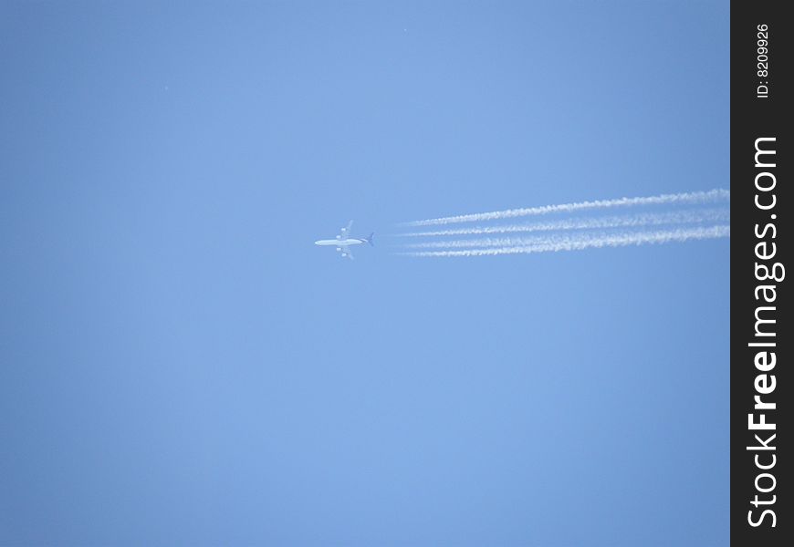 Big aeroplane on blue sky. Big aeroplane on blue sky