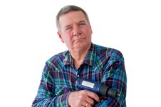 Portrait Of Mature Handyman With Drill Royalty Free Stock Images Portrait Of Mature Handyman With Drill Royalty Free Stock Images
