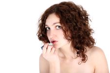 Girl With Lipstick Stock Photography Girl With Lipstick Stock Photography