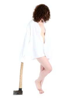 Girl With Axe Stock Images