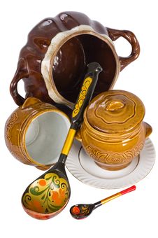 Wooden Spoons And Ceramics. Royalty Free Stock Images Wooden Spoons And Ceramics. Royalty Free Stock Images