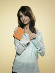 Woman With Book 02 Royalty Free Stock Image