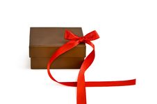 Gift Box With Red Ribbon Stock Photos