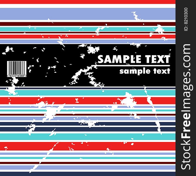 Grungy bended vector design of stripes with barcode. Grungy bended vector design of stripes with barcode