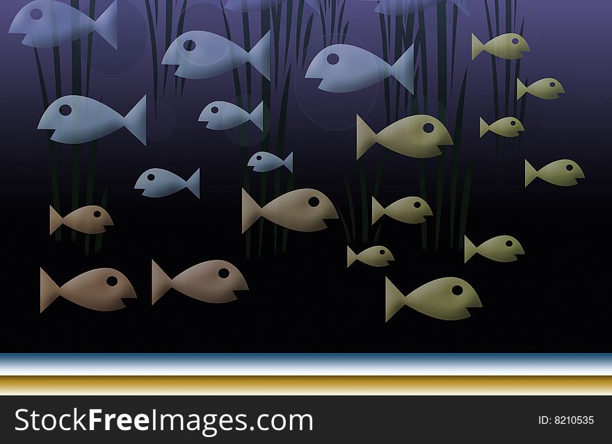 Assorted colored fish swimming back and forth. Assorted colored fish swimming back and forth