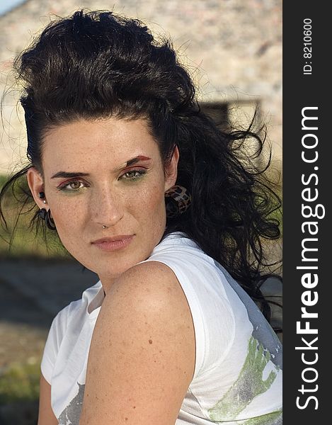 Portrait of a beautiful freckled young woman. Portrait of a beautiful freckled young woman