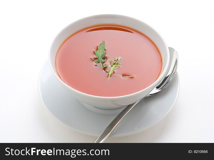 Healthy homemade tomato soup and vegetables