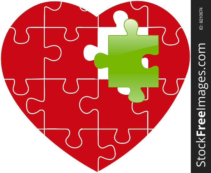 Isolated vector red puzzle with heart