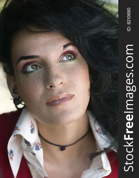 Portrait of a beautiful freckled young woman. Portrait of a beautiful freckled young woman