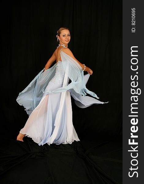 Dancer in classical blue-white dress