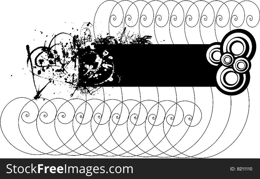 Black decorative grunge banner with circles