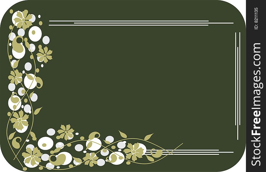 Green floral border decoration on green background