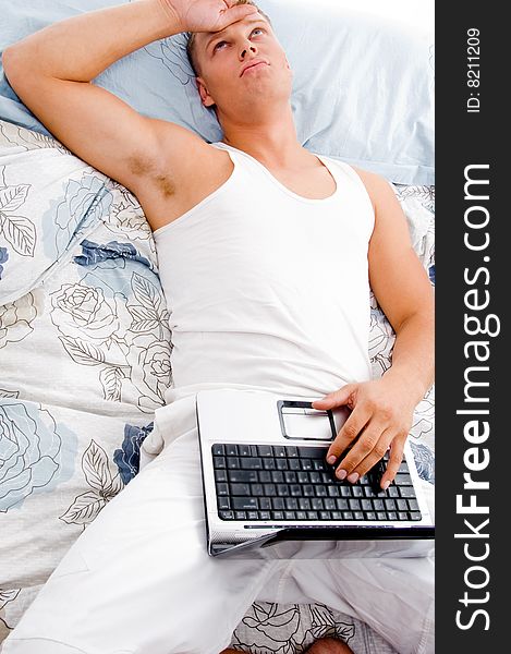 Man resting with laptop