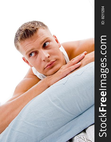 Man Lying And Looking Sideways Pillows