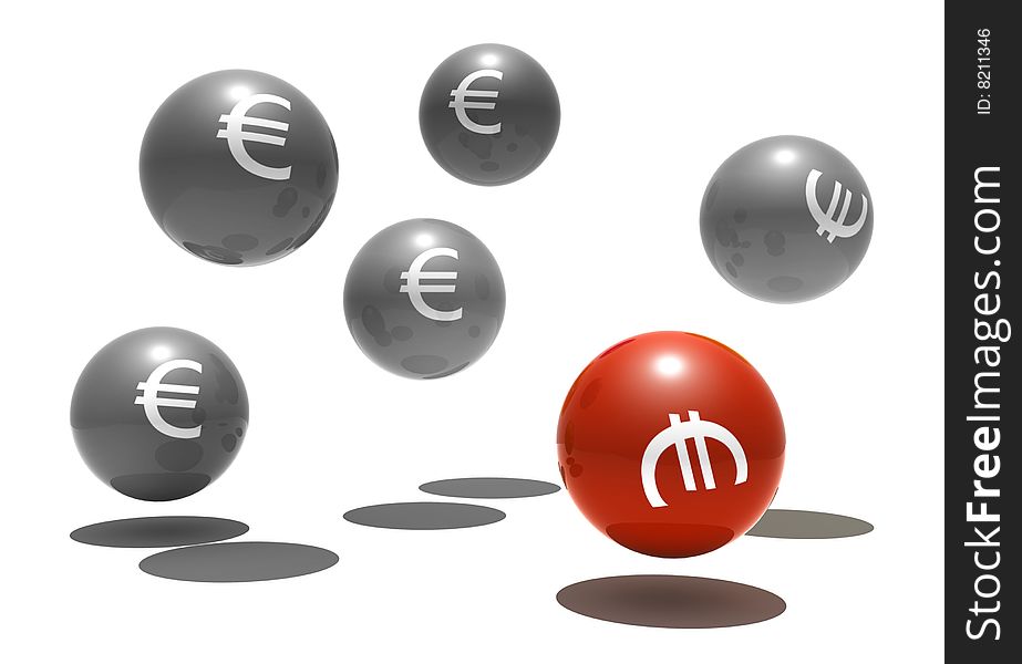 Isolated spheres with euro symbol