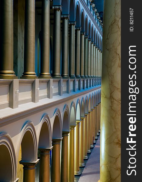 Inside of National Building Museum, columns and arches