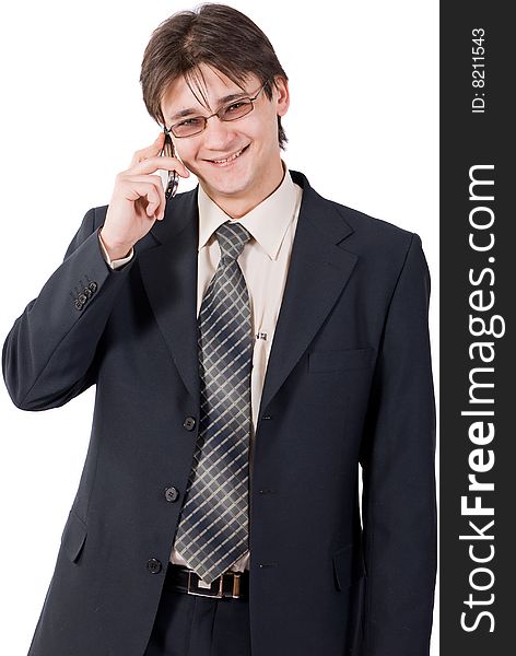 Young businessman calling by cellular phone