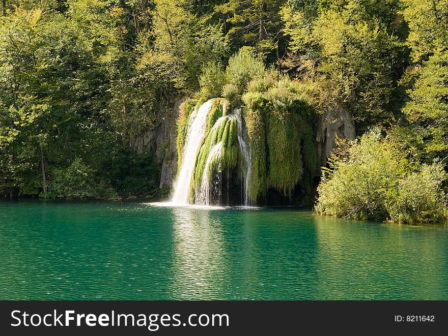 Waterfall in the Plitvice national park (Plitvicka jezera), Croatia