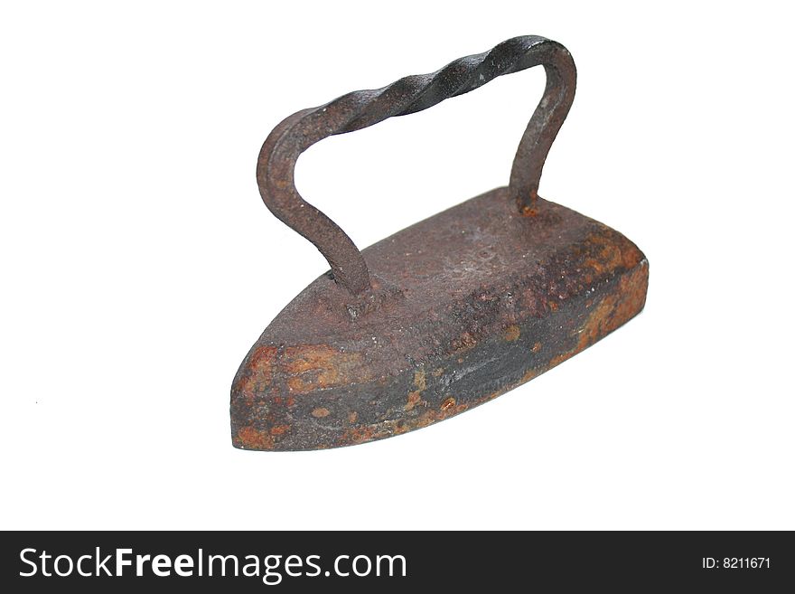 Antique iron. Done from cast-iron. Warms up on a fire, the then heated iron is pet linen, while he did not get cold.