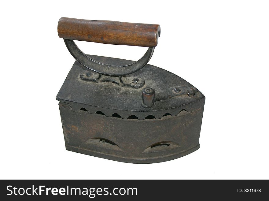 Antique iron. Done from steel. Inward mortgage conflagrant smouldering pieces of wood. By such method iron remains heat.