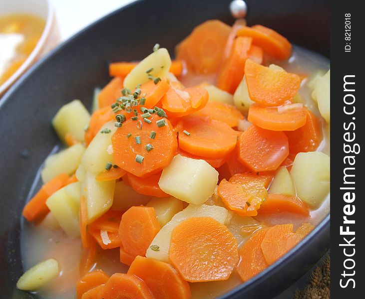 A fresh stew of potatoes and carrots