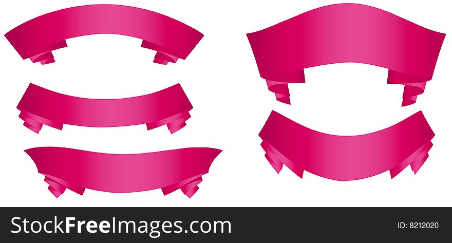 Five pink banners,vector clipart. Five pink banners,vector clipart