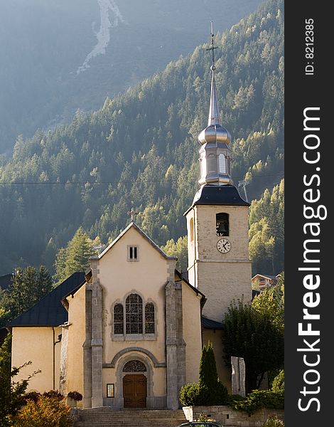 Small church in french Alps, Chamoni