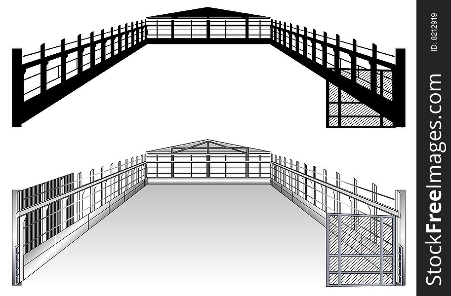 Isolated big warehouse plan on white background, vector illustration