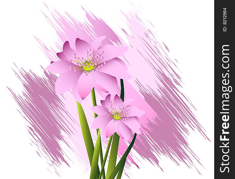 Natural view, Modern Spring flowers Illustration.