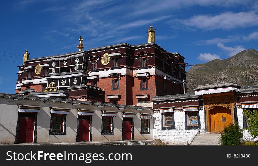 Famous Lamasery Labulengsi at the foot of mountains to the south of Lanzhou,Gansu,China