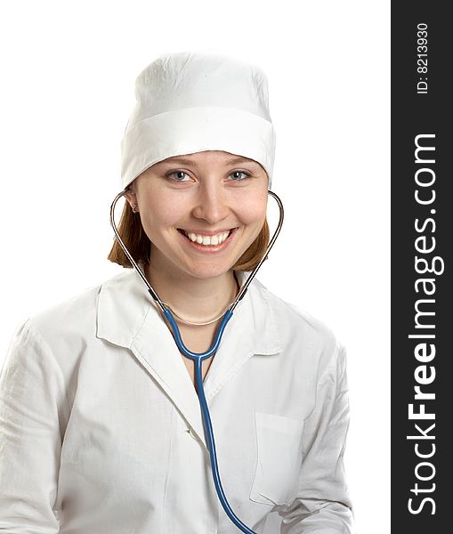 Happy female doctor looking at camera