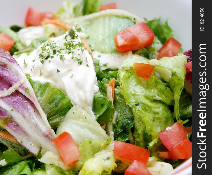 A fresh mixed salad with tomatoes and spices